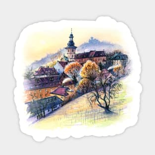 Old town of Bamberg with church and vineyard Sticker